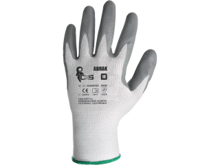 Povrstvené rukavice ABRAK, bílo-šedé (vel. 10)